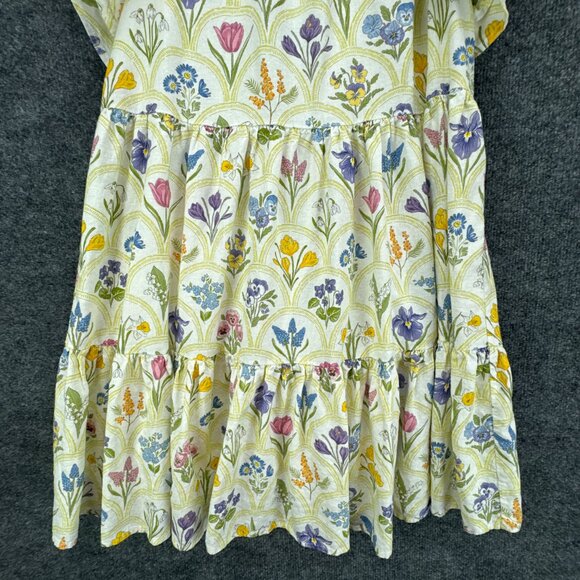 Aura Dress‎ Womens Small Linen Blend Tiered Ruffle Cottagecore Floral Boho Flowy - Picture 3 of 14